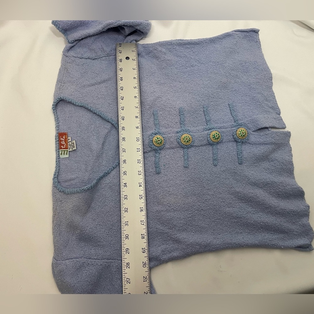 Tulila lavender button down cardigan w/ embroidered buttons sz M made in Peru - Picture 10 of 13